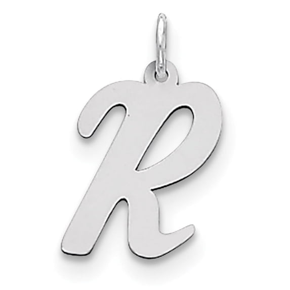 Beautiful Sterling Silver Rhodium-plated Large Script Initial R Charm