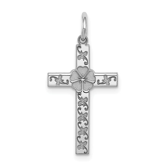 Beautiful Sterling Silver Rhodium-plated Laser Designed Cross Pendant