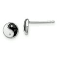 thumbnail image 1 of Beautiful Sterling Silver Rhodium-plated Madi K Enamel Yin Yang Symbol Post Earrings, 1 of 2