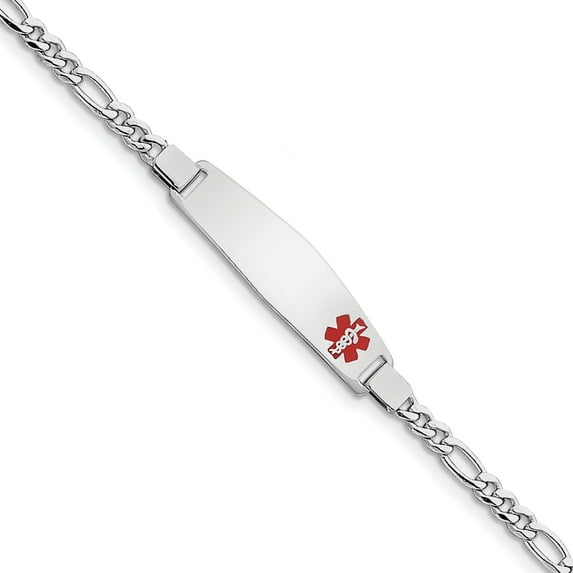 Beautiful Sterling Silver Rhodium-plated Medical ID Figaro Link Bracelet