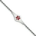 thumbnail image 1 of Beautiful Sterling Silver Rhodium-plated Medical ID Rope Link Bracelet, 1 of 2