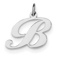 thumbnail image 1 of Beautiful Sterling Silver Rhodium-plated Medium Fancy Script Initial B Charm, 1 of 2