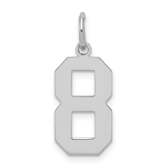 Beautiful Sterling Silver Rhodium-plated Medium Polished Number 8 Charm