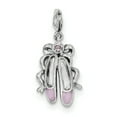 thumbnail image 1 of Beautiful Sterling Silver Rhodium-plated Pink Enameled Ballet Slippers Charm, 1 of 2