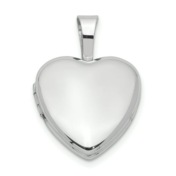Beautiful Sterling Silver Rhodium-plated Polished 12mm Heart Locket