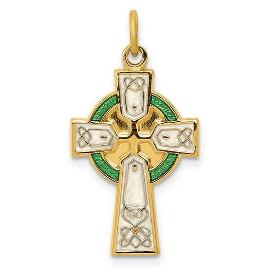 Beautiful Sterling Silver Rhodium-plated Polished/Gold-plated Epoxy Cross Pendant
