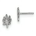thumbnail image 1 of Beautiful Sterling Silver Rhodium-plated Polished Leaf Post Earrings, 1 of 1