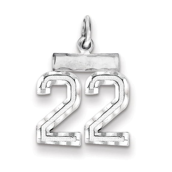 Beautiful Sterling Silver Rhodium-plated Small #22 Charm