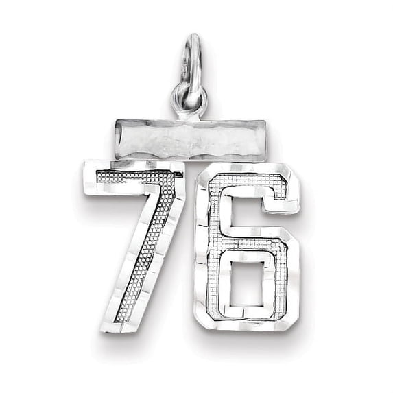 Beautiful Sterling Silver Rhodium-plated Small #76 Charm