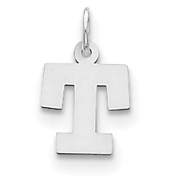 Beautiful Sterling Silver Rhodium-plated Small Block Initial T Charm