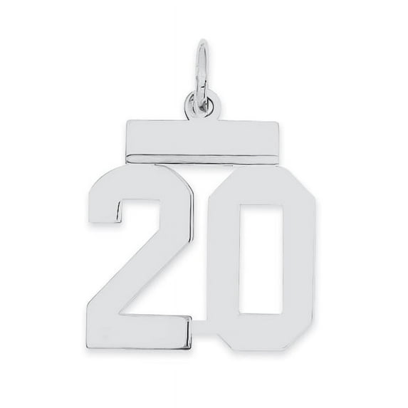 Beautiful Sterling Silver Rhodium-plated Small Polished Number 20 Charm