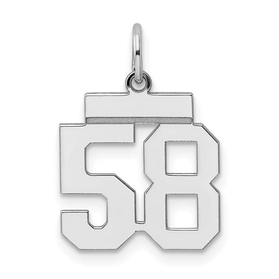 Beautiful Sterling Silver Rhodium-plated Small Polished Number 58 Charm