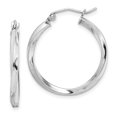 thumbnail image 1 of Beautiful Sterling Silver Rhodium-plated Twisted 2.5x25mmHoop Earrings, 1 of 2