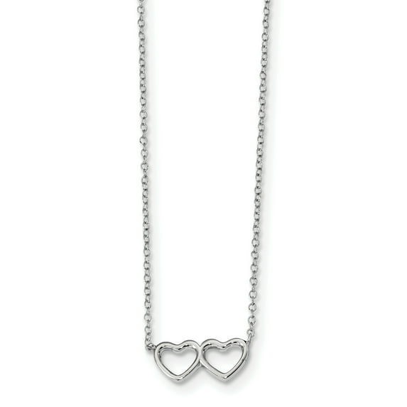 Beautiful Sterling Silver Rhodium-plated w/ 2in ext. Heart Necklace