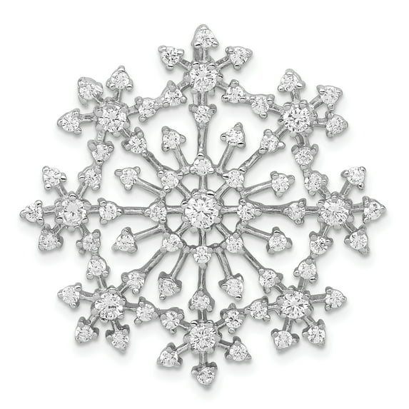 Beautiful Sterling Silver Rhodium-platedCZ Snowflake Slide