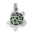 thumbnail image 1 of Beautiful Sterling Silver Rhodium-platedGreen Enamel Turtle Charm, 1 of 2