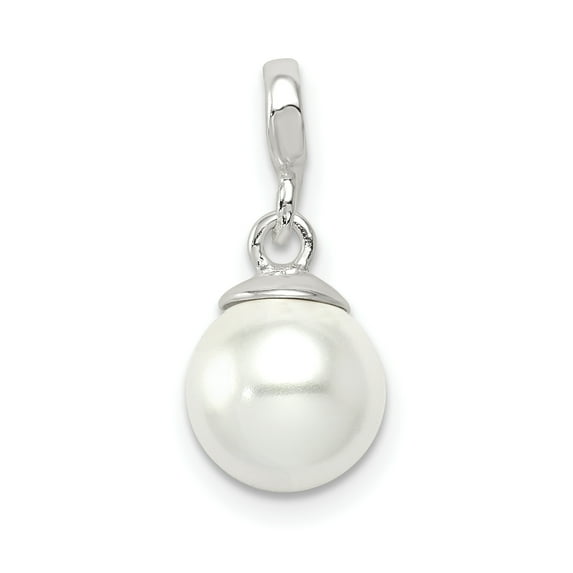 Beautiful Sterling Silver Simulated White Pearl Enhancer