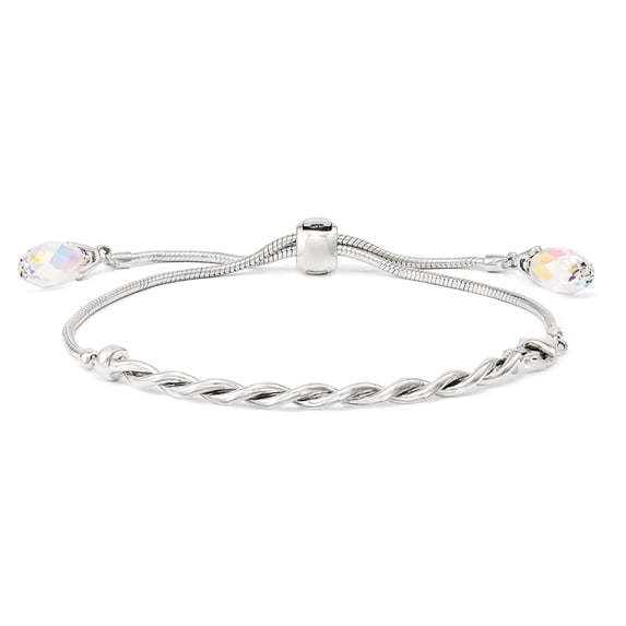Beautiful Sterling Silver Swarovski Crystal Tassel Adjustable Bracelet