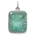 thumbnail image 1 of Beautiful Sterling Silver Teal Enamel Square St. Christopher Medal Pendant, 1 of 2