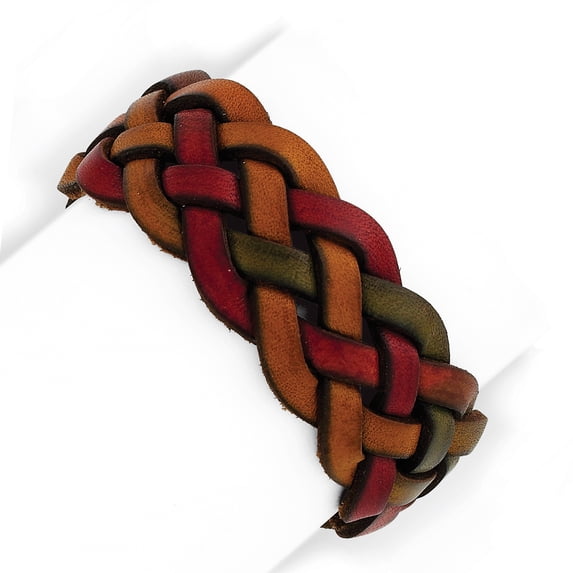 Beautiful Sterling Silver Wide Multi-Colored Leather Bracelet