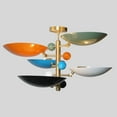 thumbnail image 1 of Beautiful Stilnovo Style 5 Multi Color Shade Sputnik Chandelier Light Fixture Mid Century Brass Chandelier, 1 of 5