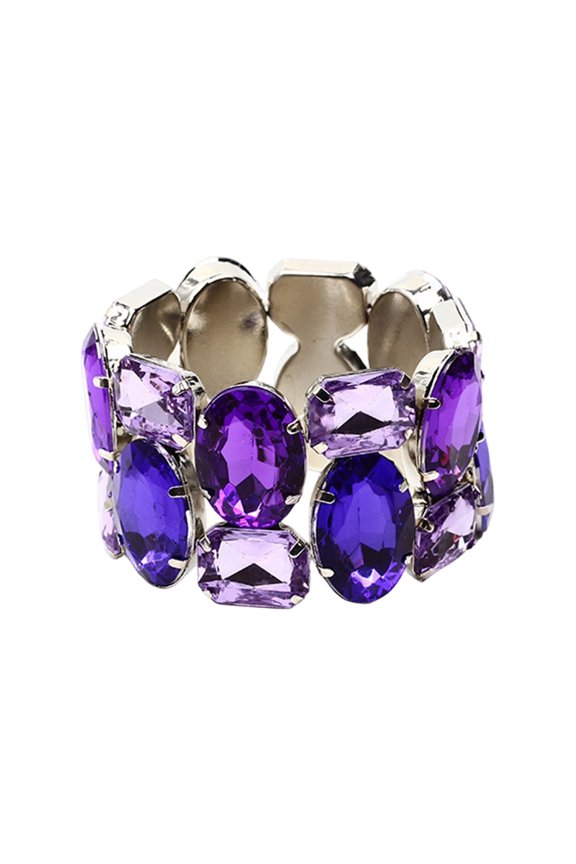 Beautiful Stretchable Crystal Bridal with Multi Tone Rhinestones Wedding Bangle Fashionable Gift for Her