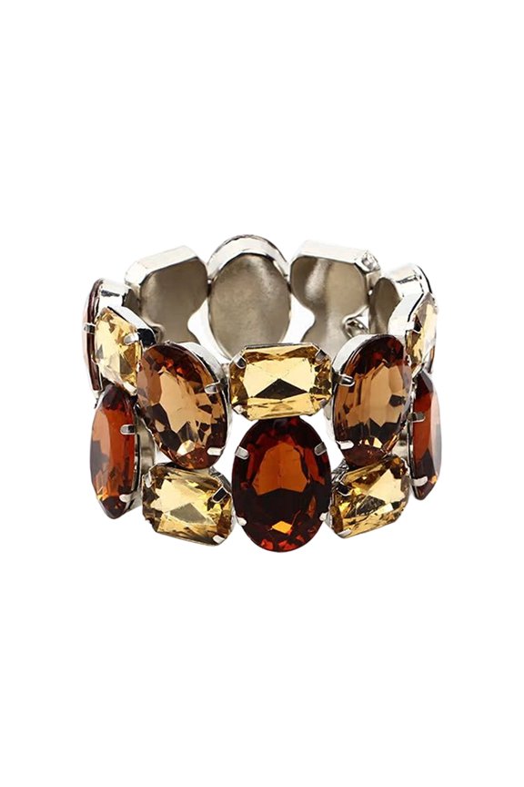 Beautiful Stretchable Crystal Bridal with Multi Tone Rhinestones Wedding Bangle Fashionable Gift for Her