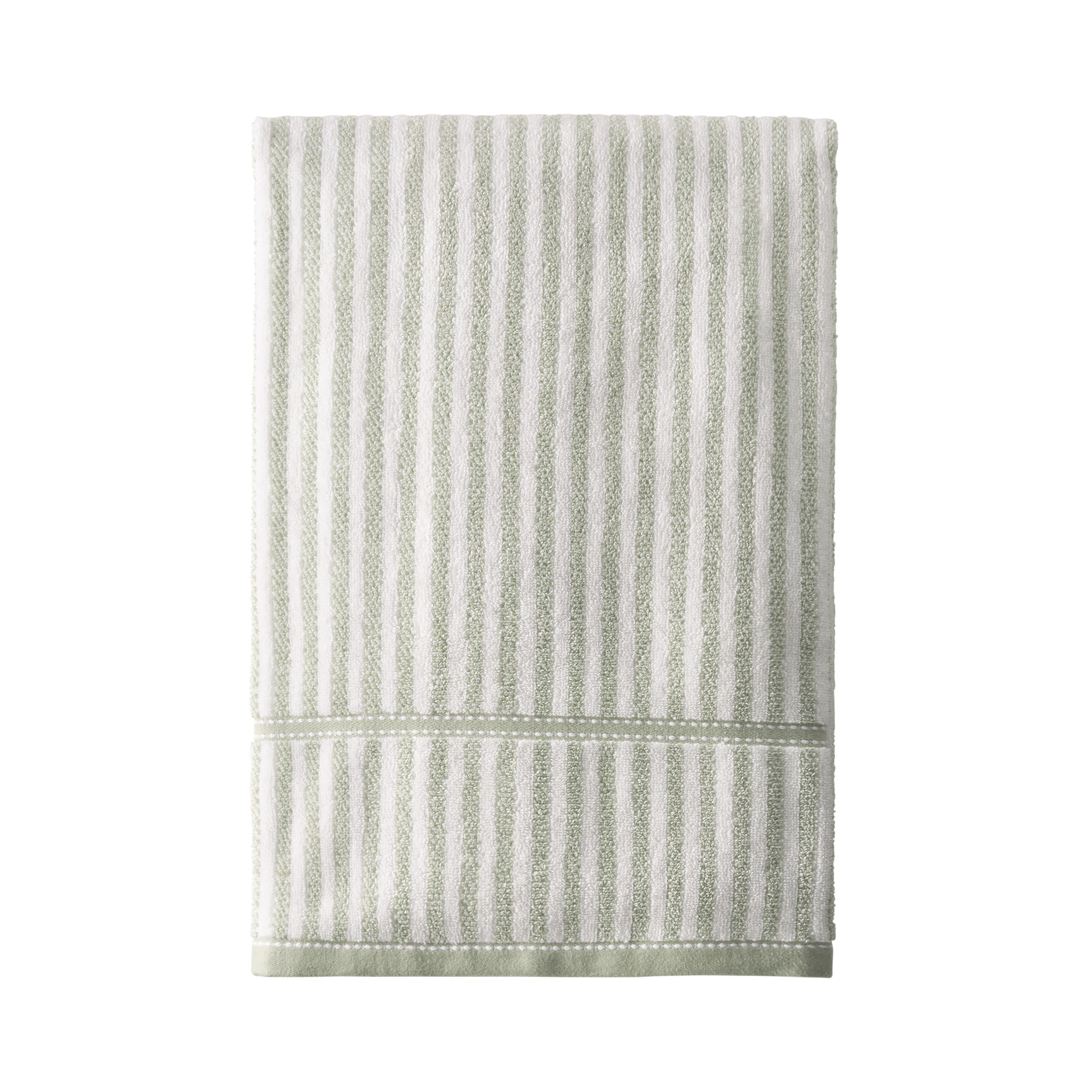 Beautiful by Drew Barrymore Stripe Bath Towel, Soft 100% Cotton, Sage Green - Walmart.com