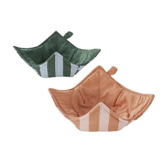 Beautiful Stripe Bowl Holders Reversible Solid and Striped Pink Ros & Thyme Blue, 2 Pack