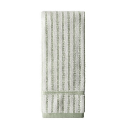 Beautiful by Drew Barrymore Stripe Hand Towel, Soft 100% Cotton, Sage Green