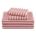 thumbnail image 1 of Beautiful Striped 4-Piece 100% Cotton Percale Rosé Pink Sheet Set, King by Drew Barrymore, 1 of 7