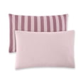 thumbnail image 1 of Beautiful Striped Rosé Pink Velvet Reversible Sham Set, King, 2-Piece by Drew Barrymore, 1 of 5