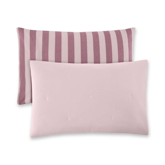 Beautiful Striped Rosé Pink Velvet Reversible Sham Set, Standard/Queen, 2-Piece by Drew Barrymore