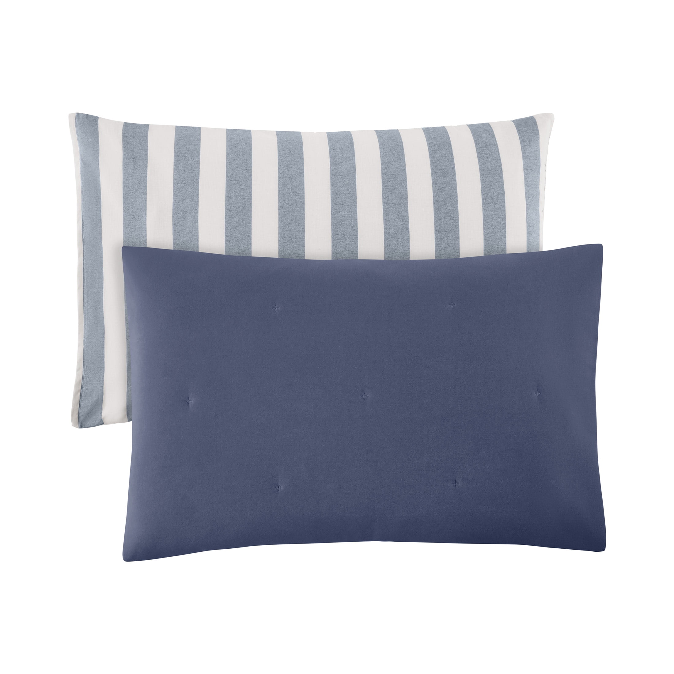 Beautiful Striped Starry Night Blue Velvet Reversible Sham Set, King, 2-Piece by Drew Barrymore