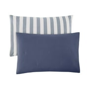 Beautiful Striped Starry Night Blue Velvet Reversible Sham Set, Standard/Queen, 2-Piece by Drew Barrymore