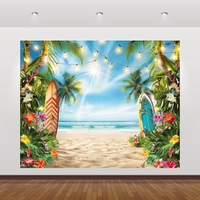 Pool Part Backdrops Beautiful Summer Pool Party Backdrop Tropical Beach Flamingo Surfboard ...