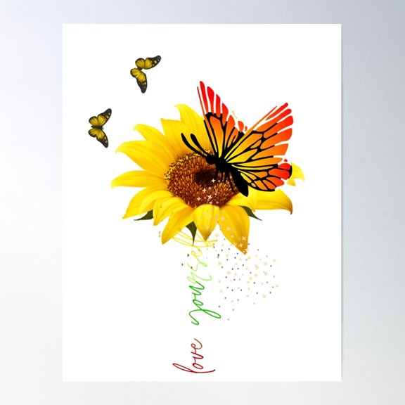 Beautiful Sunflower Flower Poster Wall Art, Modern Wall Decor For Living Room Bedroom, 24x36 UNFRAMED