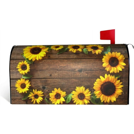 Beautiful Sunflowers Mailbox Covers Magnetic Large Size,Mailbox Wraps Post Letter Box Outdoor Home Garden Yard Decor 25.5x21 in