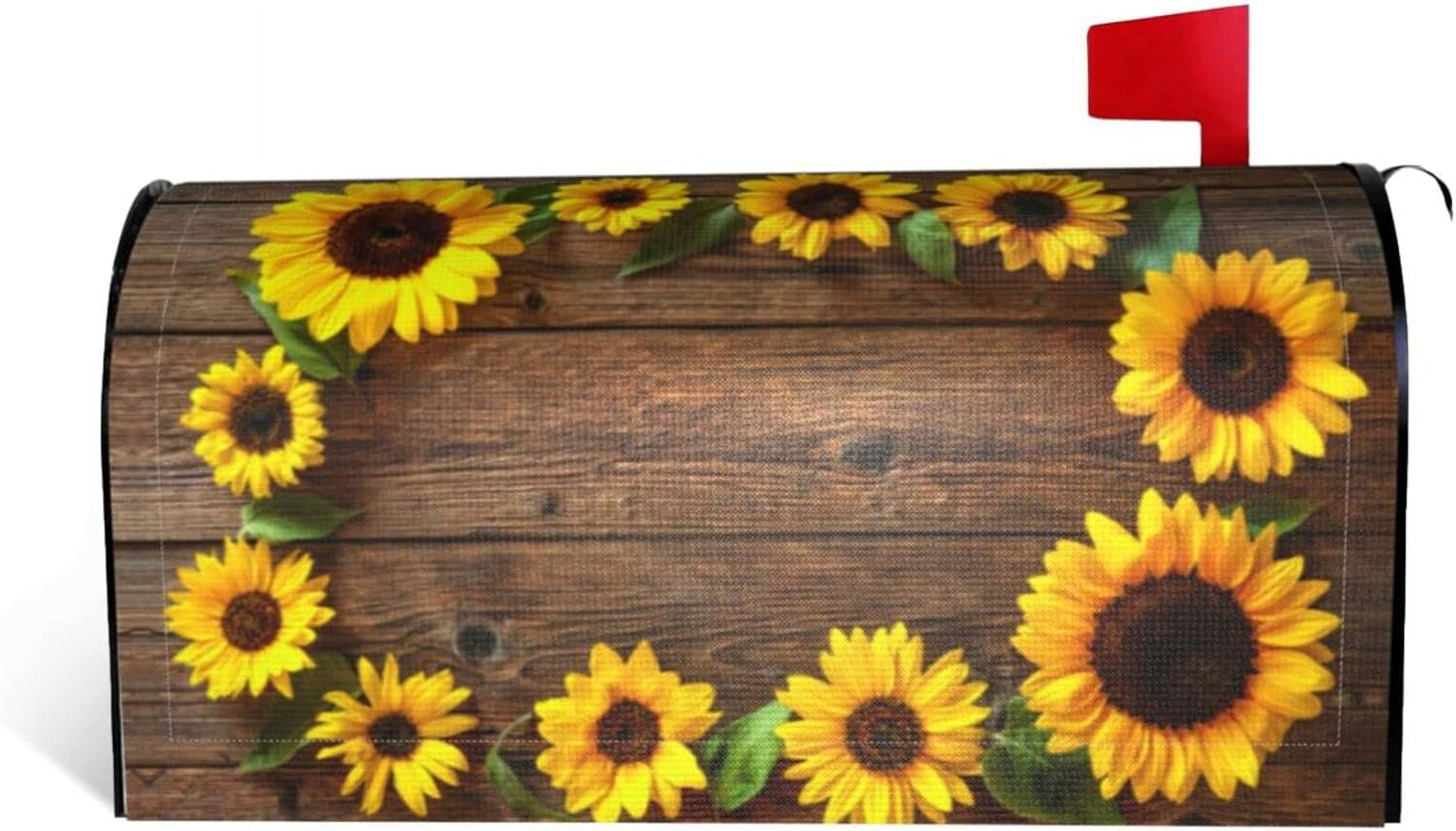 Beautiful Sunflowers Mailbox Covers Magnetic Standard Size,Mailbox Wraps Post Letter Box Outdoor Home Garden Yard Decor 21x18 in