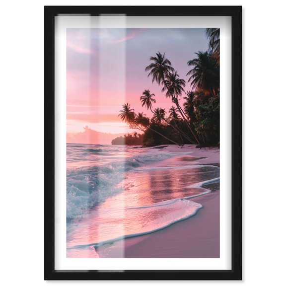 Beautiful Sunset Beach Shadowbox Print Travel Photography by Notoriart, Black Frame, 25 x 37
