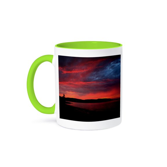 3drose, Beautiful Sunset Sky Beach Nova Scotia, 11oz Two-tone Green Mug