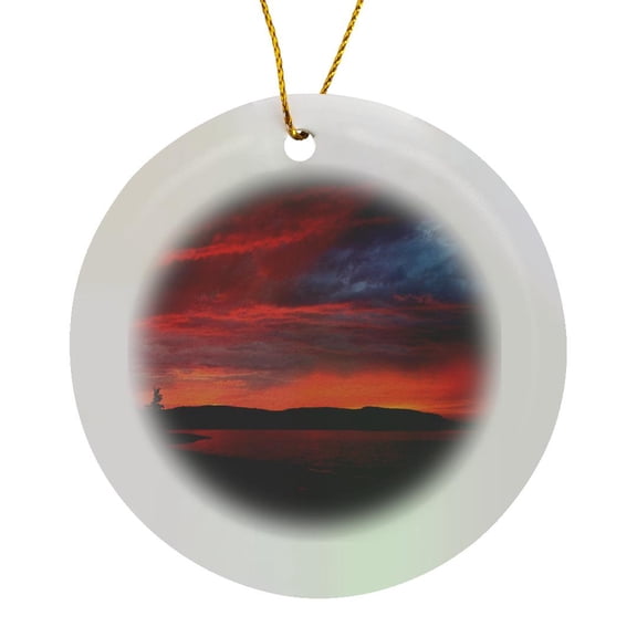 3drose, Beautiful Sunset Sky Beach Nova Scotia, Circle Porcelain Ornament