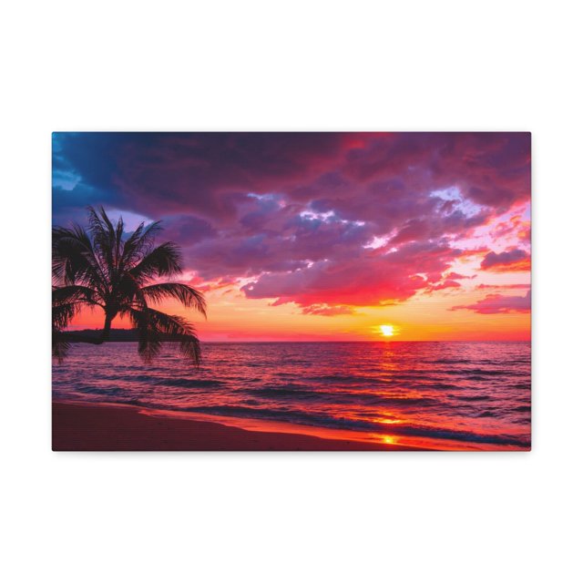 Beautiful Sunset Tropical Beach Ocean Canvas Wall Art for Home Decor