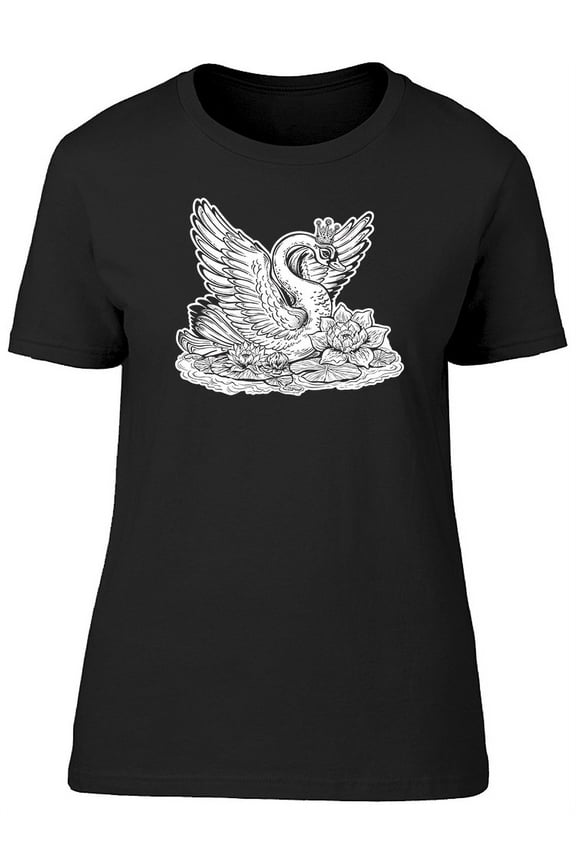 Beautiful Swan Princess Bird T-Shirt Women -Image by Shutterstock, Female Small
