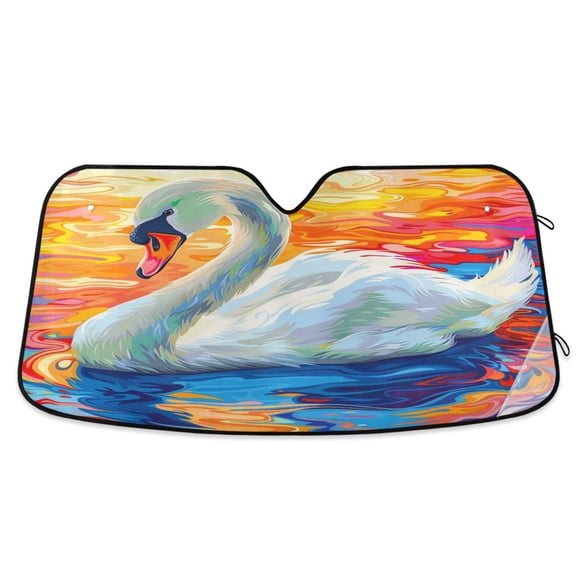 Beautiful Swimming Swan Car Windshield Sun Shade Foldable Car Front Window Visor Heat and UV Protection 55x27.6
