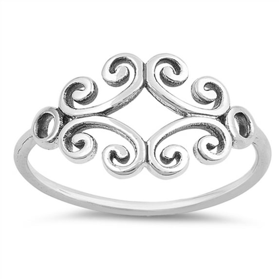 Beautiful Swirl Cutout Elegant Ring .925 Sterling Silver Band Jewelry Female Male Unisex Size 4