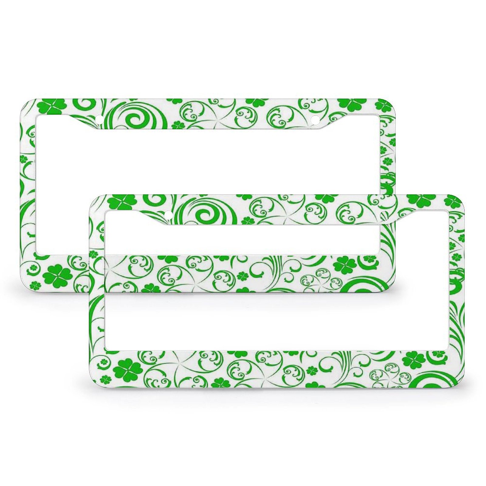 Beautiful Swirly Floral St Patricks Day License Plate Frame 2 Pack