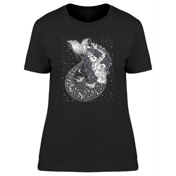 Beautiful Tattoed Mermaid T-Shirt Women -Image by Shutterstock, Female Medium