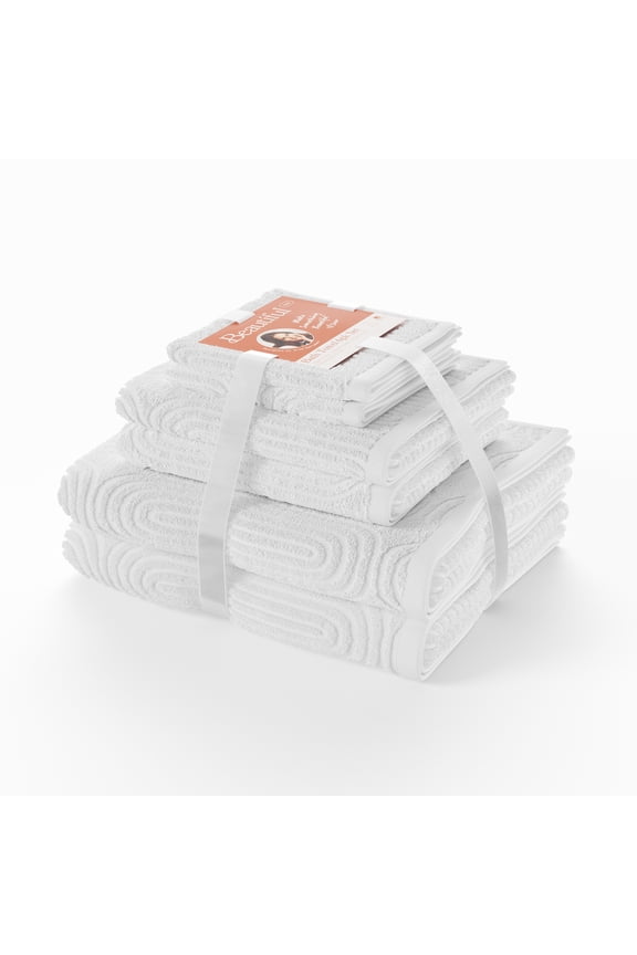 by Drew Barrymore 6-Piece Towel Set,  Soft 100% Cotton, Off-White