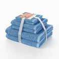 thumbnail image 1 of Beautiful by Drew Barrymore 6-Piece Textured Bath Towel Set, Soft 100% Cotton, Winter Sky, 1 of 5